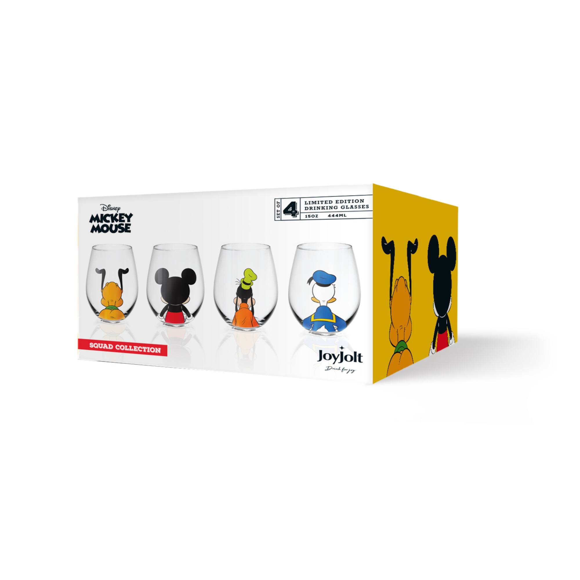 JoyJolt® Disney® Squad 15oz. Mickey Mouse & Pals Looking Backwards Stemless Wine Glasses, 4ct.